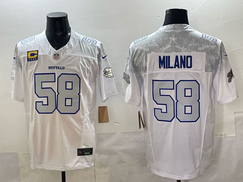 Men 2025 Buffalo Bills #58 Milano white 5th generation Throwback Nike Limited NFL Jersey style 001